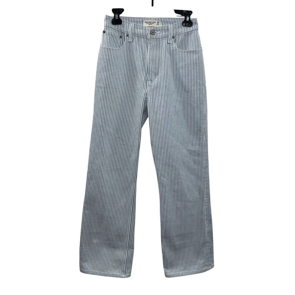 NWT Abercrombie & Fitch 90s Relaxed Jean Sz 25‎ Short High Rise Striped Wide Leg